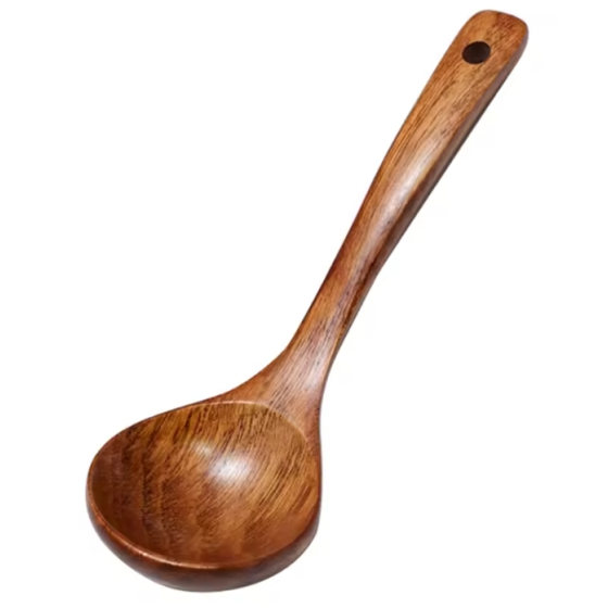 Nylovex Wooden Soup Spoon – Natural Wood Cooking and Serving Spoon, Long Handle Kitchen Utensil for Soup, Stew, Rice, Oatmeal and Everyday Cooking
